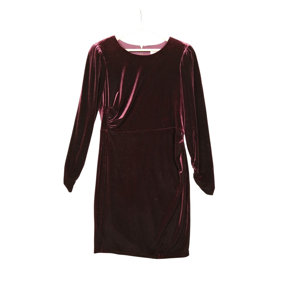 Calvin Klein Velvet Sheath Midi Dress Plum Purple 12 Elegant‎ Timeless Holiday